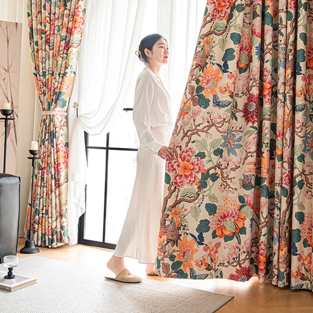 Blackout Floral Curtains with Thermal Insulation