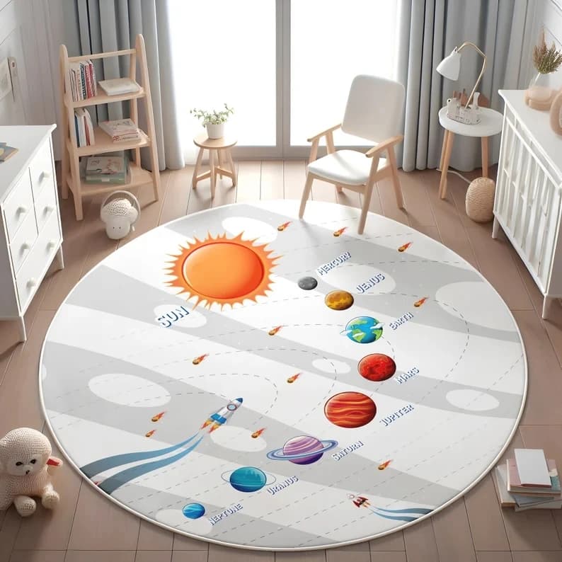 Planets Astronauts Round Play Mat