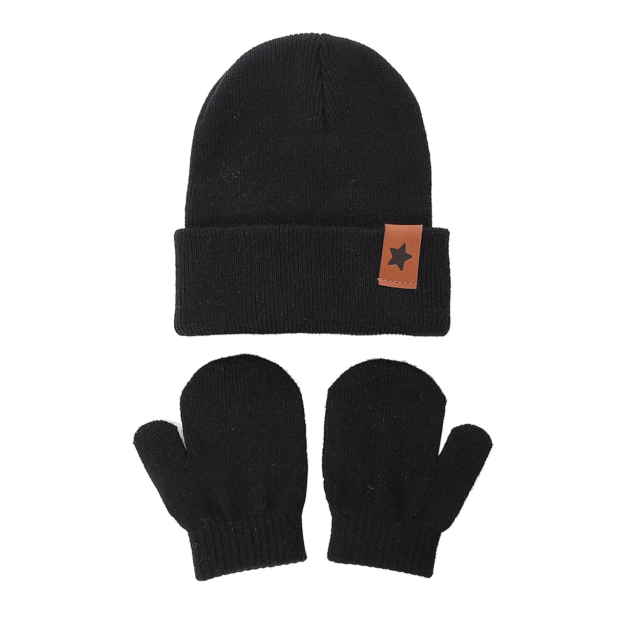 Winter Kids Knitted Gloves and Hat Set