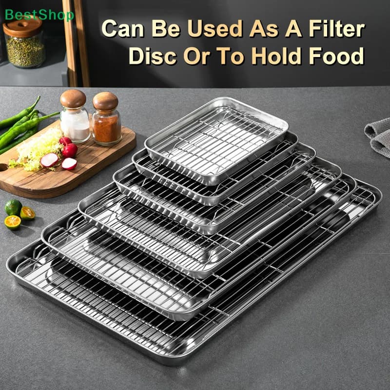 Stainless Steel Baking Pan Set with Cooling Rack