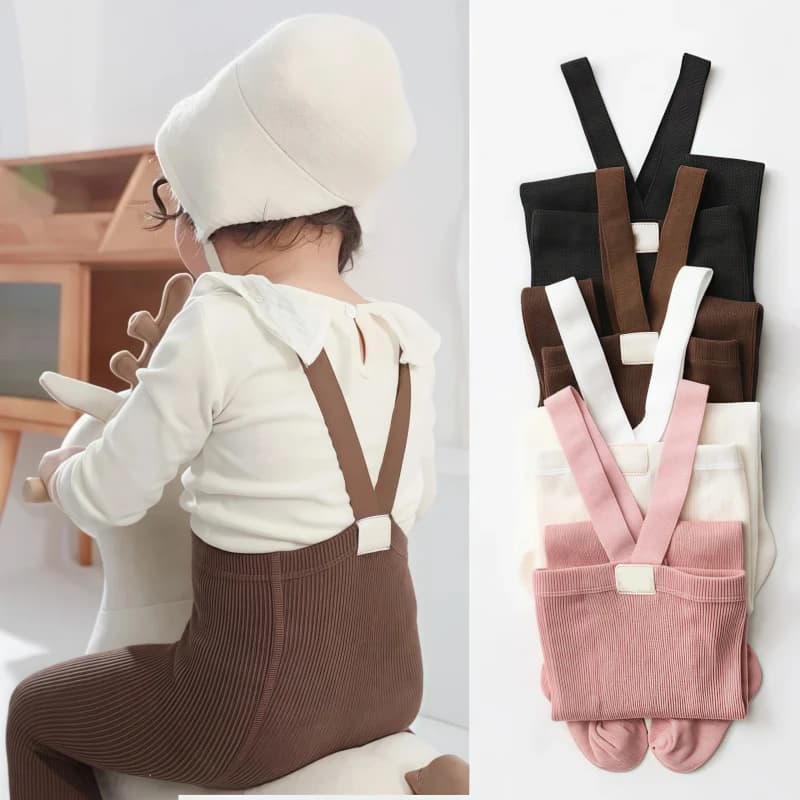 Cotton Elastic Suspender Tights for Girls
