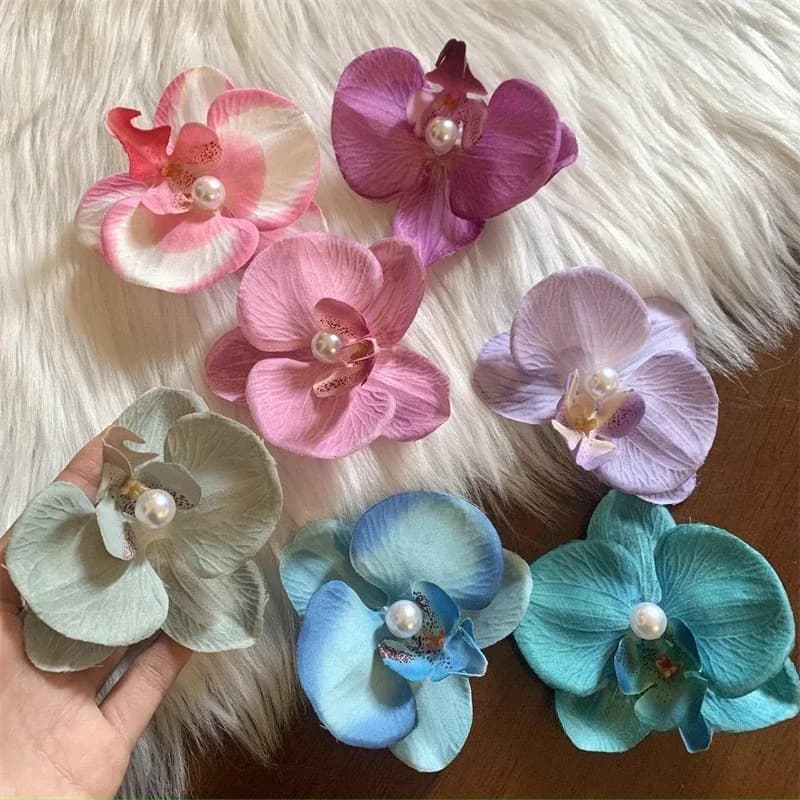 Pink Orchid Flower Hair Clip