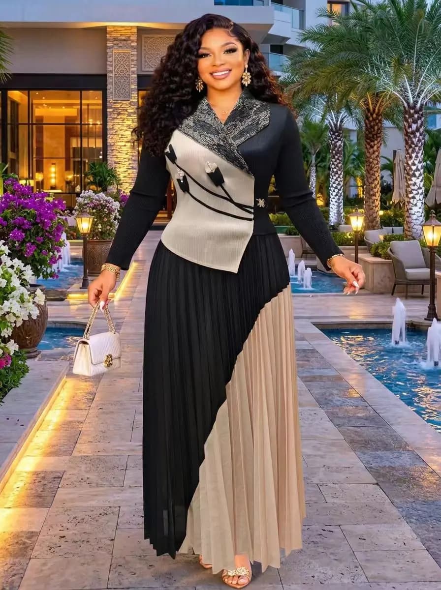 African Pleated Maxi Dress