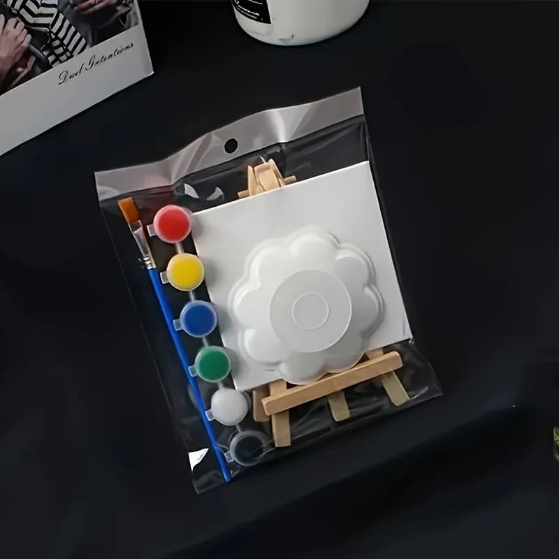 Kids Canvas Paint Set with Easel and Brushes