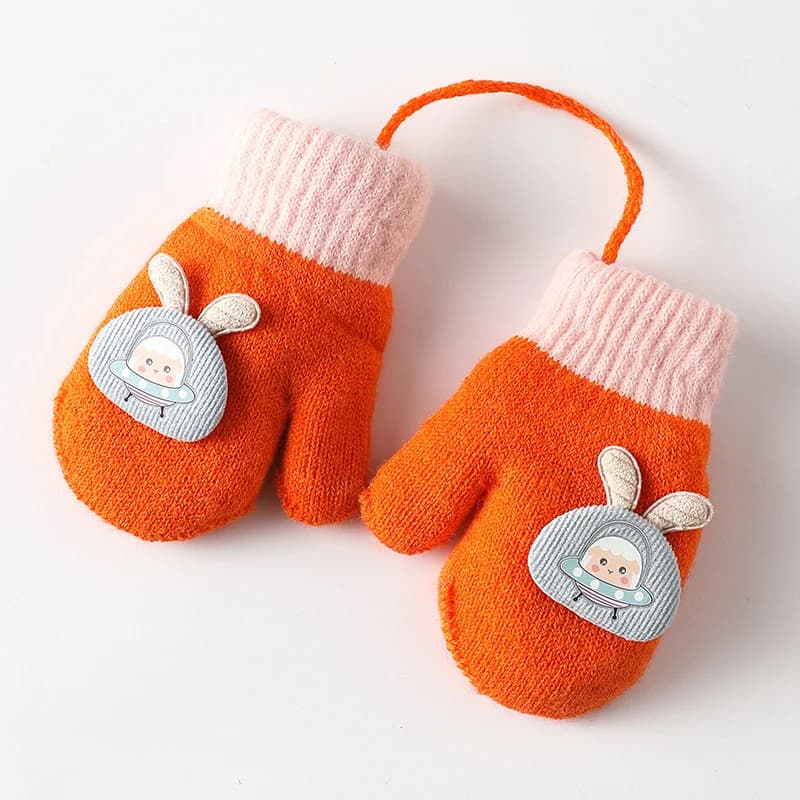 Toddler Knit Mittens with String