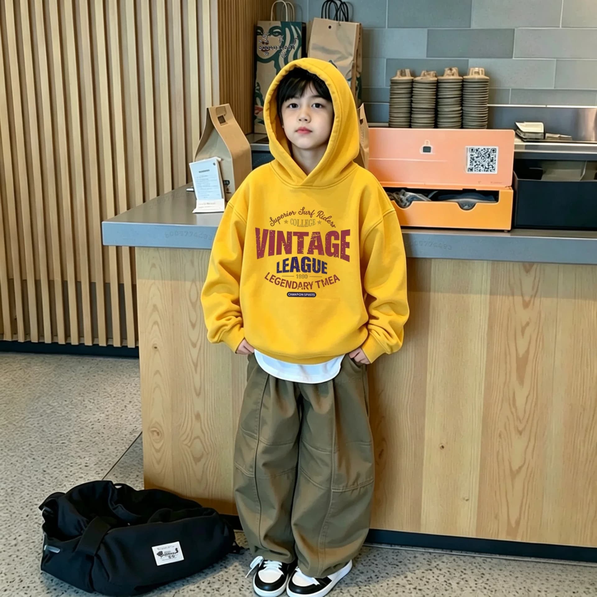 Kids' Retro Multicolor Letter Hoodie