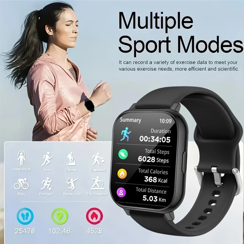 Smart Watch, 1.83-Inch Touch Screen, with Call/Message Reminders, Multi-Dial/Multi-Sports Modes/Pedometer/Activity Tracking