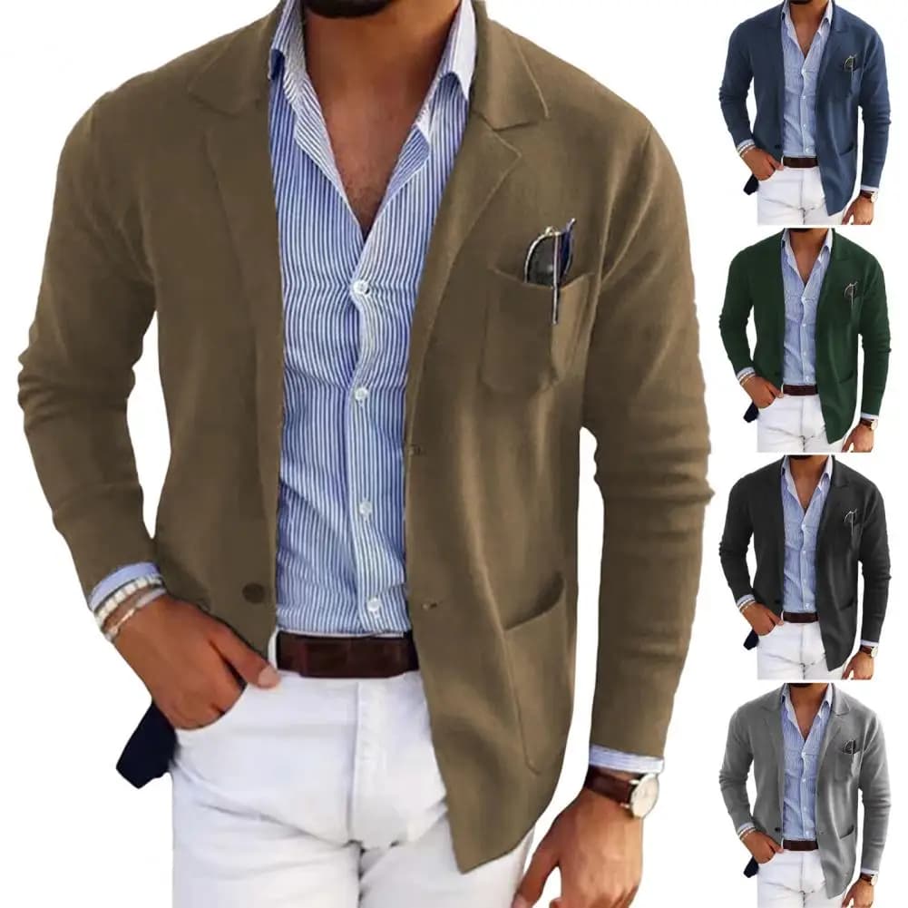Men's Single-Breasted Solid Color Blazer