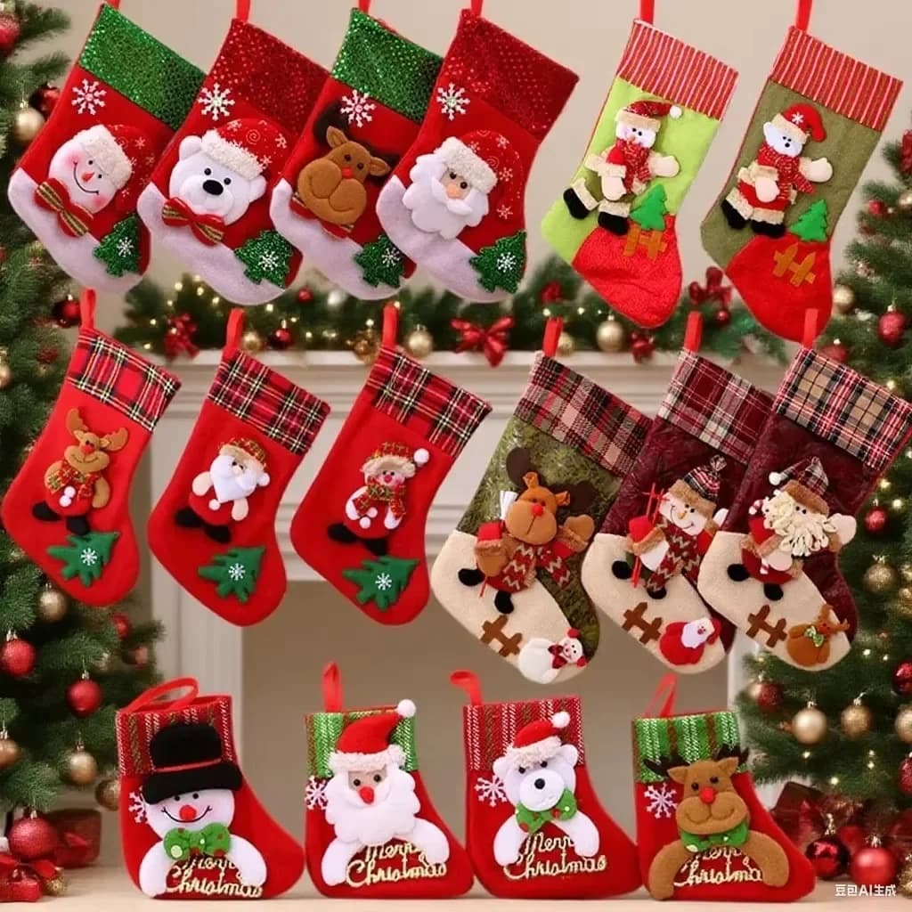 Christmas Stockings Santa Snowman Ornaments