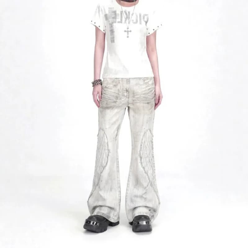 Men's White Wide Leg Casual Jeans