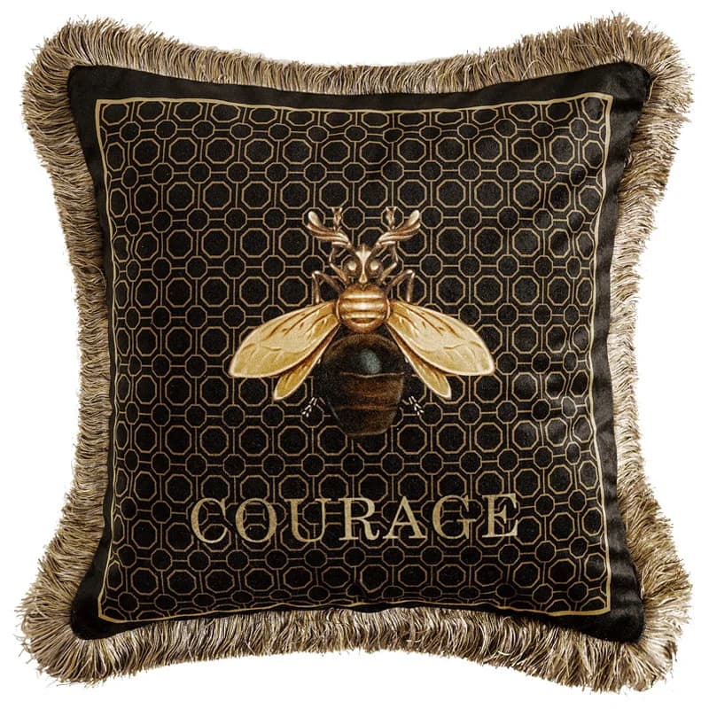 Bee Honey Golden Velvet Throw Pillow Cover