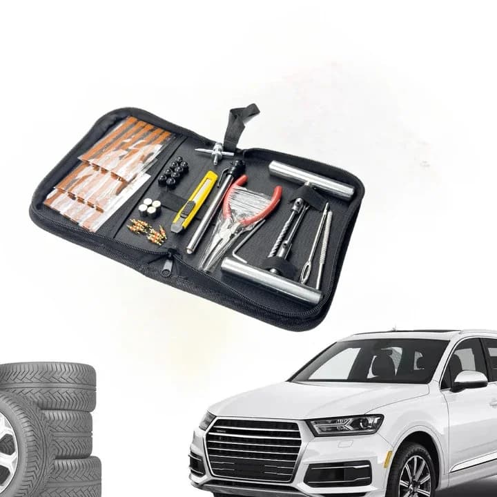 Tire Repair Kit with Tools and Strips