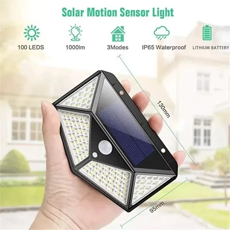 Solar Motion Sensor Garden Light with 100 LEDs
