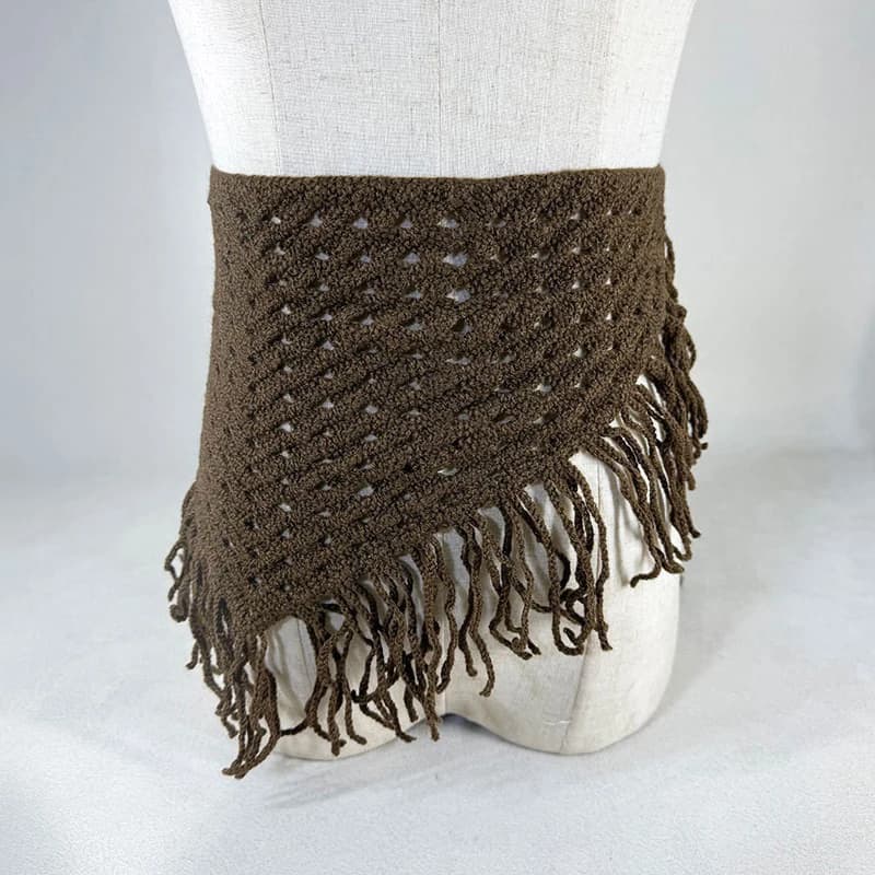 Bohemian Hollow Triangle Headscarf with Tassel Belt