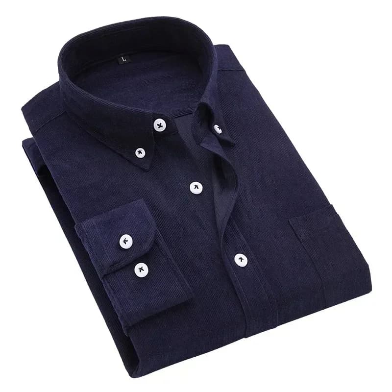 Men's Corduroy Striped Long Sleeve Shirt