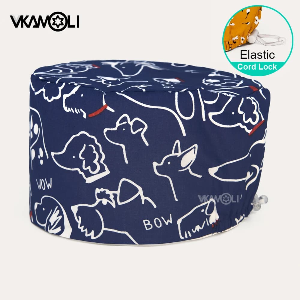 Animal Print Scrub Hat with Adjustable Ties