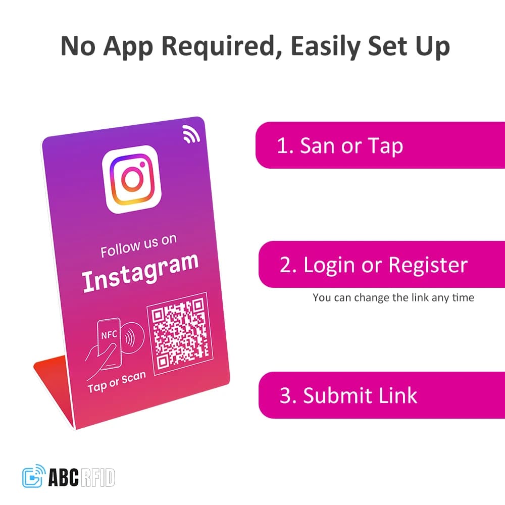 Follow us on Instagram, Facebook stand, TiKTok QR code+NFC Tap, get more follower, Dynamic QR code, link can be changed anytime