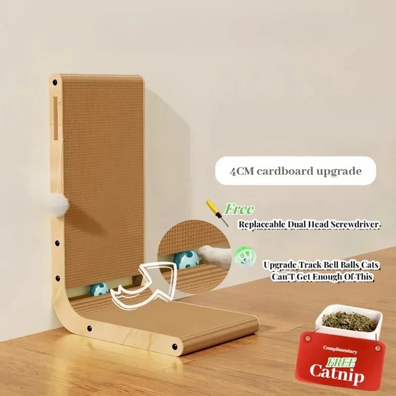 L-Shaped Corrugated Cardboard Cat Scratch Post