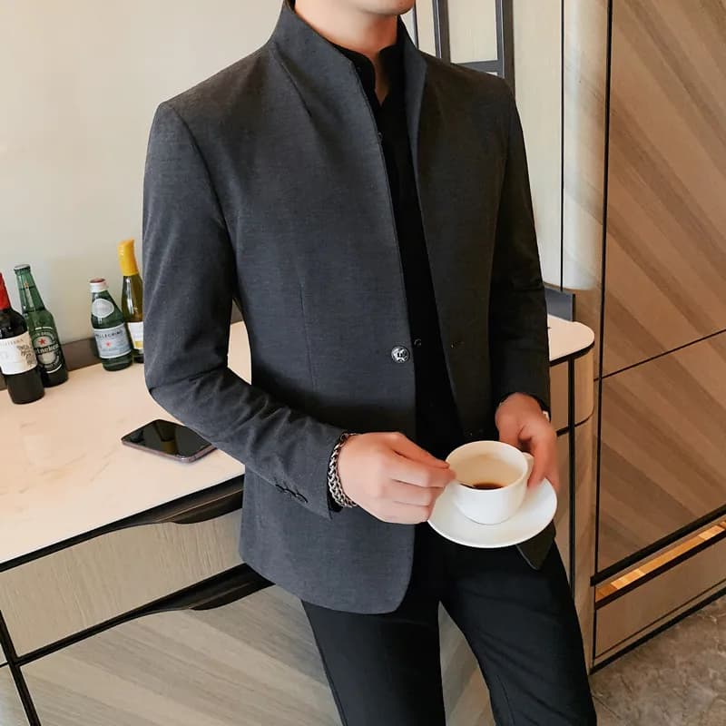 Men's Slim Fit Stand Collar Blazer