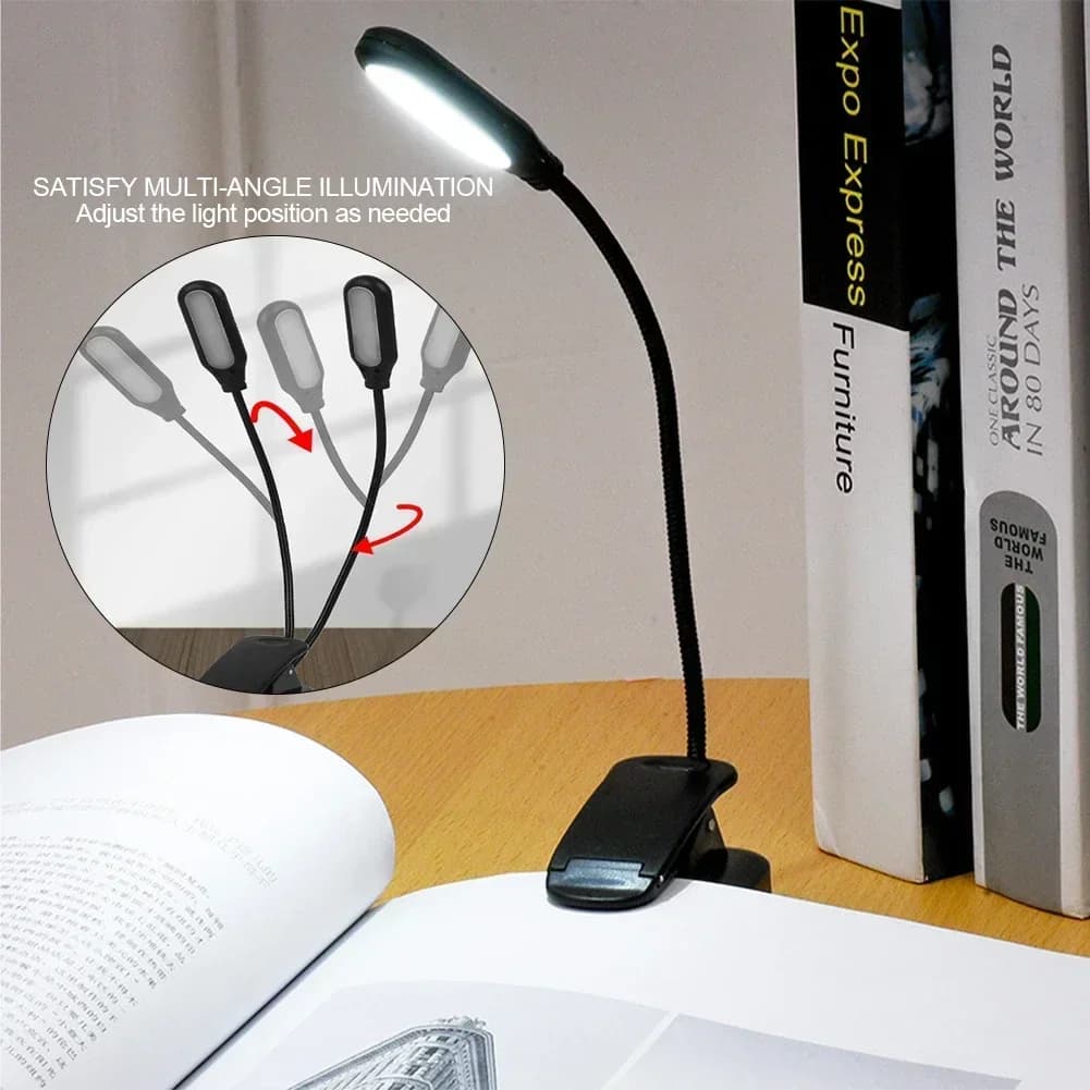 LED Clip Reading Light with Flexible Neck