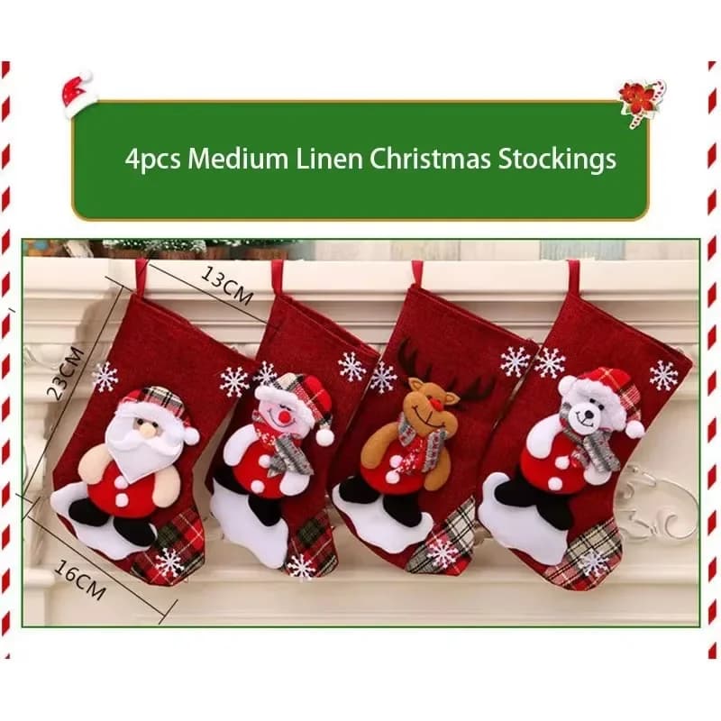 Christmas Stockings and Holiday Ornaments Set