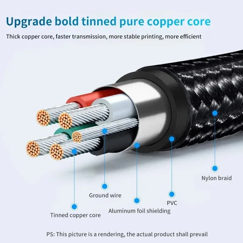 USB C to USB B Printer Cable