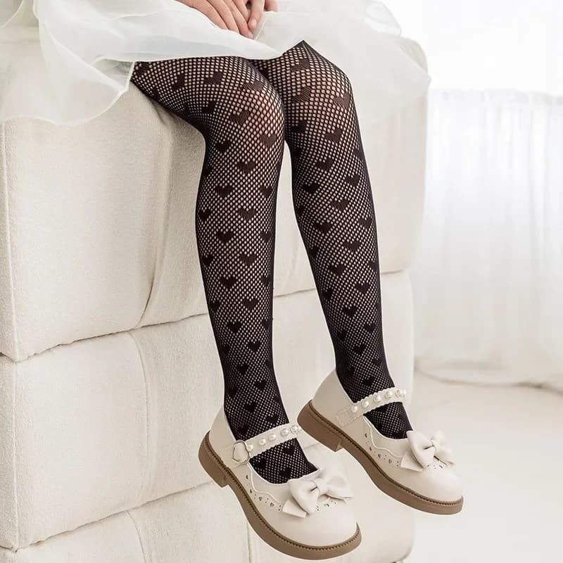 Kids Dance Tights Black White Pantyhose