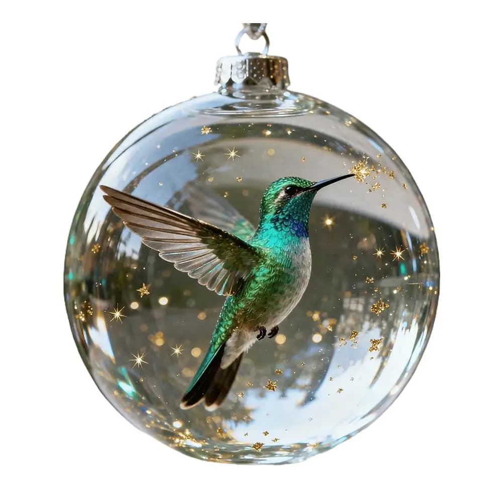 Cardinal Bird Crystal Clear Glass Ornaments Set