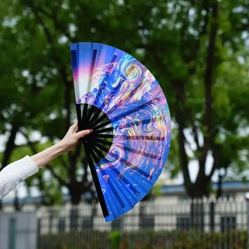 UV Fluorescent Folding Hand Fan