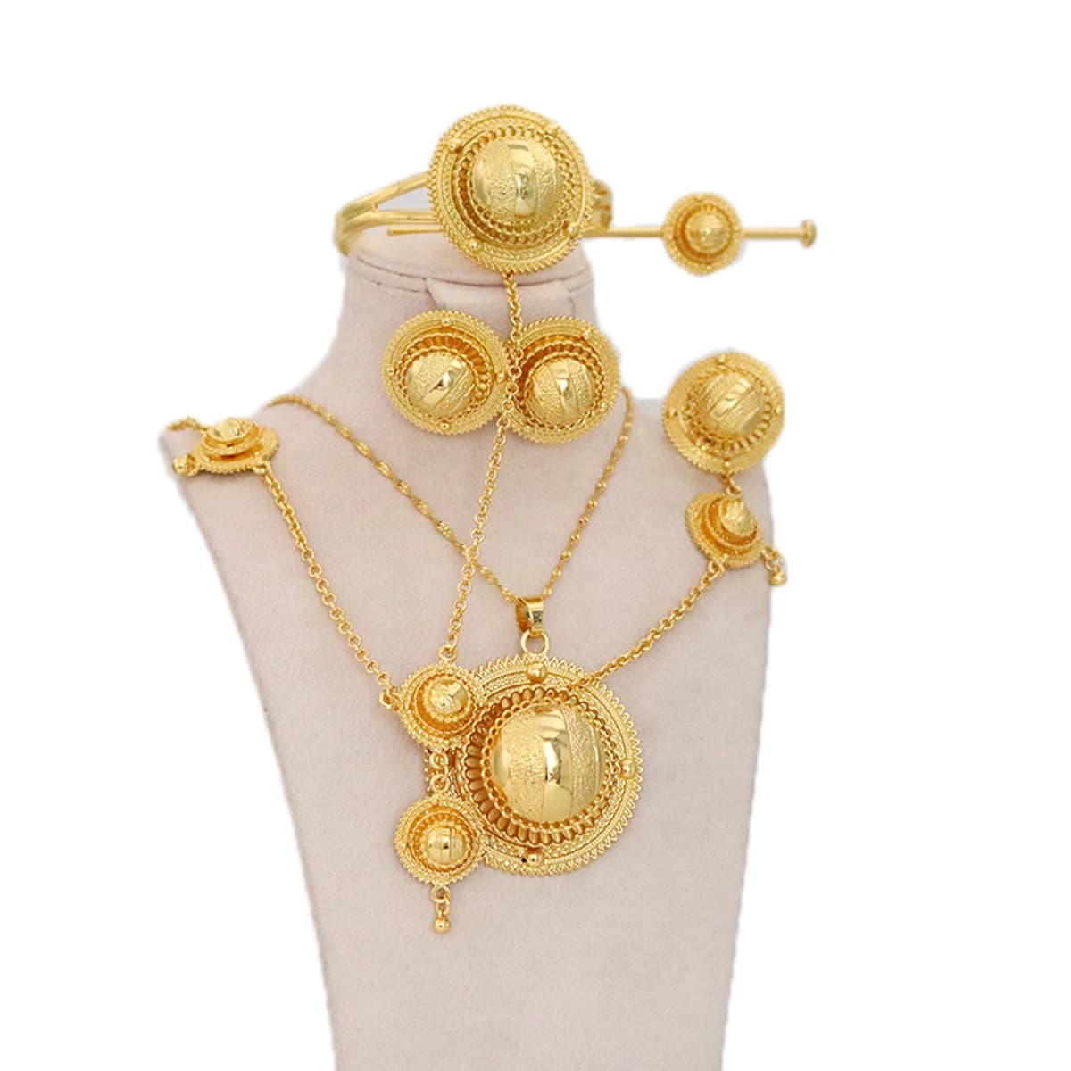 Ethiopian Women's Jewelry Set with Hairpins and Headbands