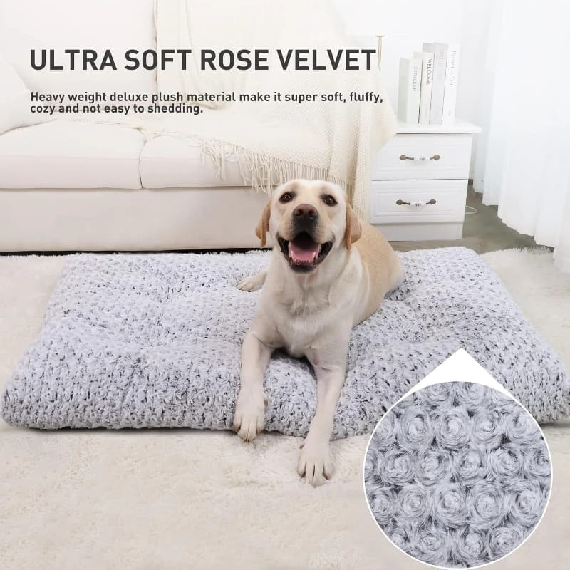 Washable Plush Dog Bed with Anti-Slip Bottom