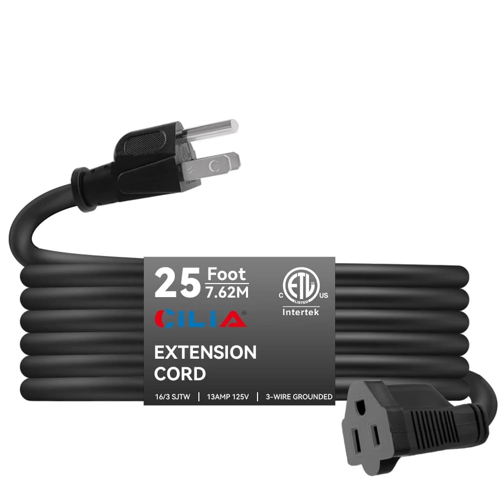 Heavy-Duty 25FT Extension Cord 125V Outdoor Use US Standard for Outdoor Power Extension For Outdoor Lighting UL Certification
