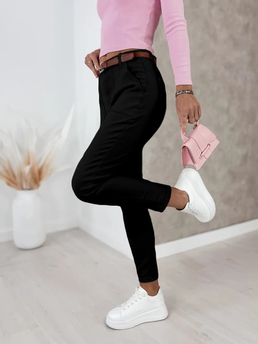Women's High Waist Black Slim Pencil Pants