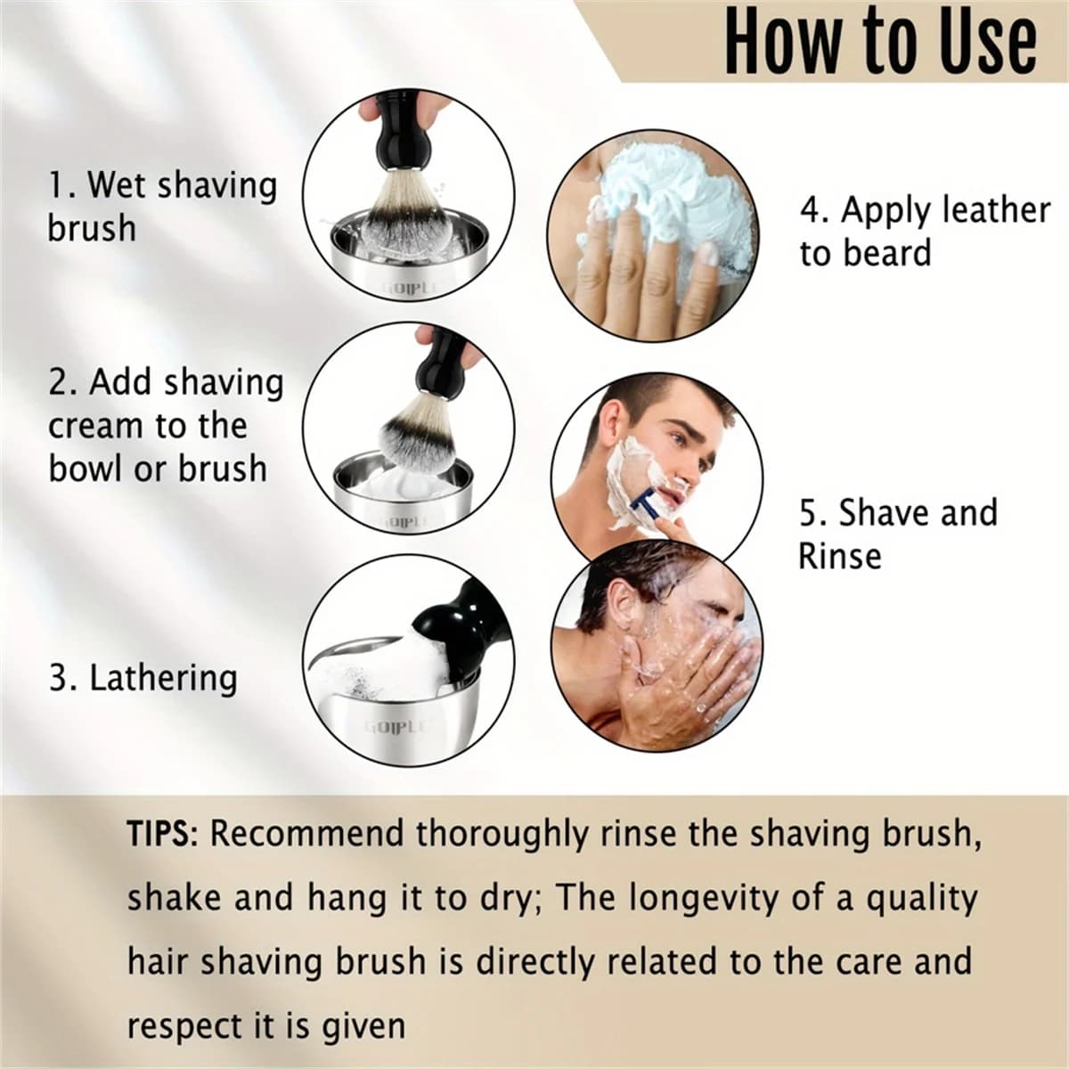 Men's Shaving Care Cream Kit with Stainless Steel Bowl