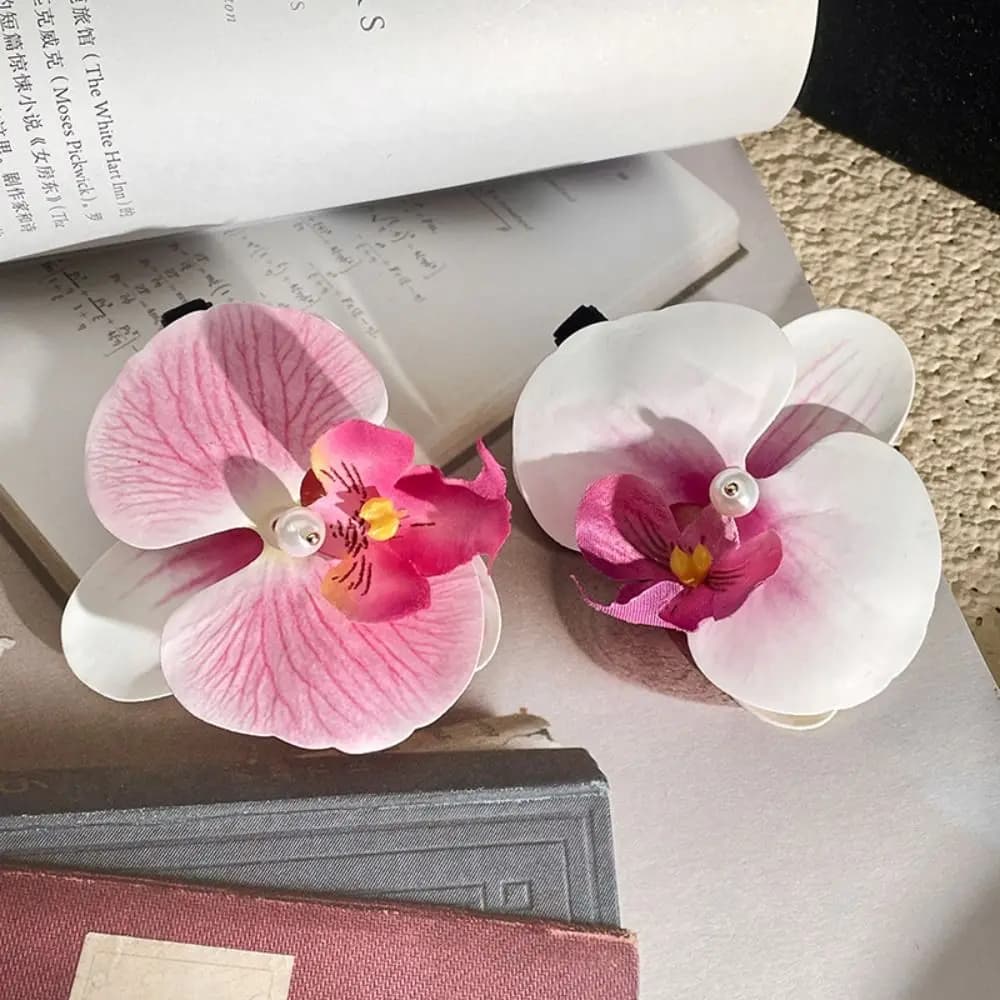 Hair Accessories Flower Hair Clip Pink Orchid Hair Ornament Sweet Hairpin Side Barrettes Headdress Bohemia Barrette Photograph