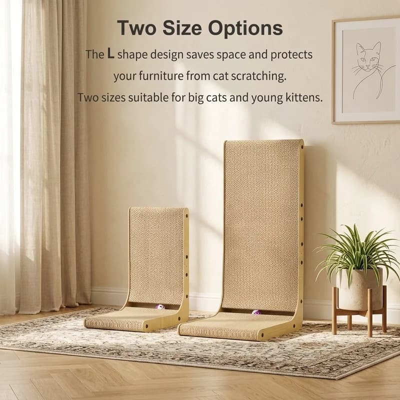 L-Shaped Corrugated Cardboard Cat Scratch Post