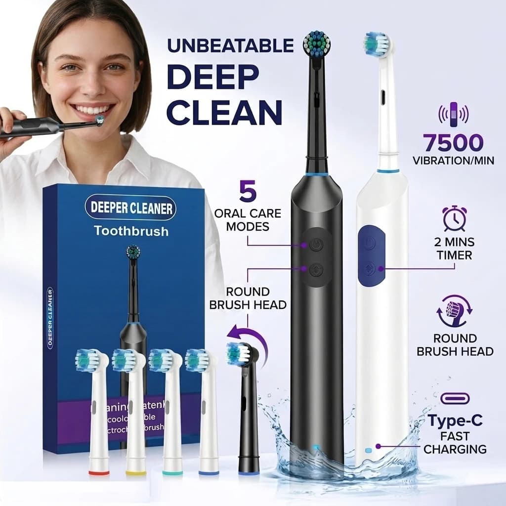 Electric Toothbrush 5-Mode Rotating Rechargeable IPX7