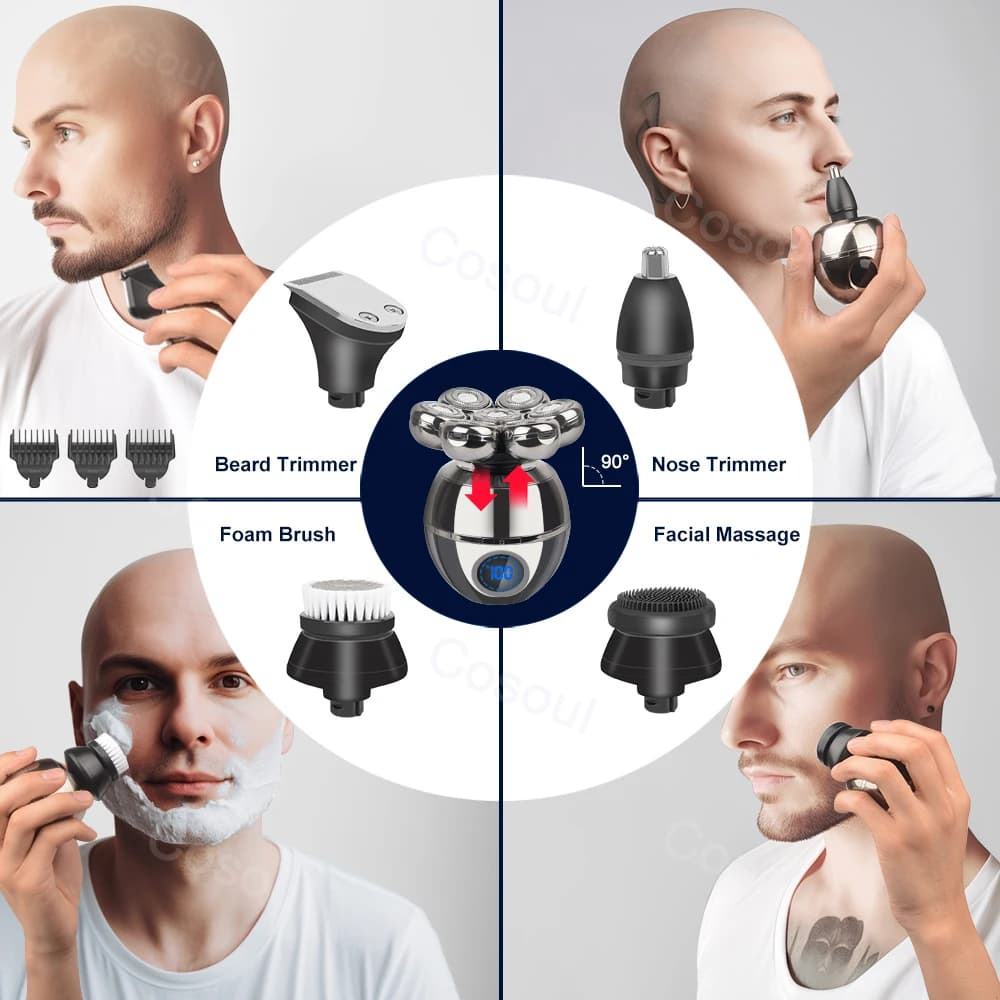 7-Head Electric Shaver and Hair Clipper for Men