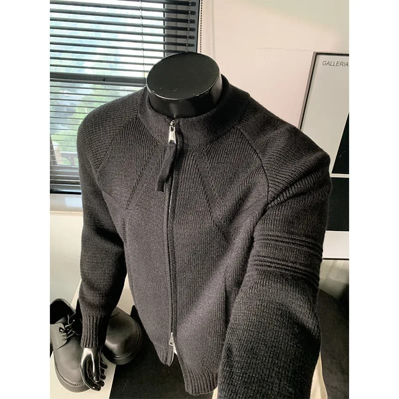 Thermal Double Zipper Cardigan Jacket