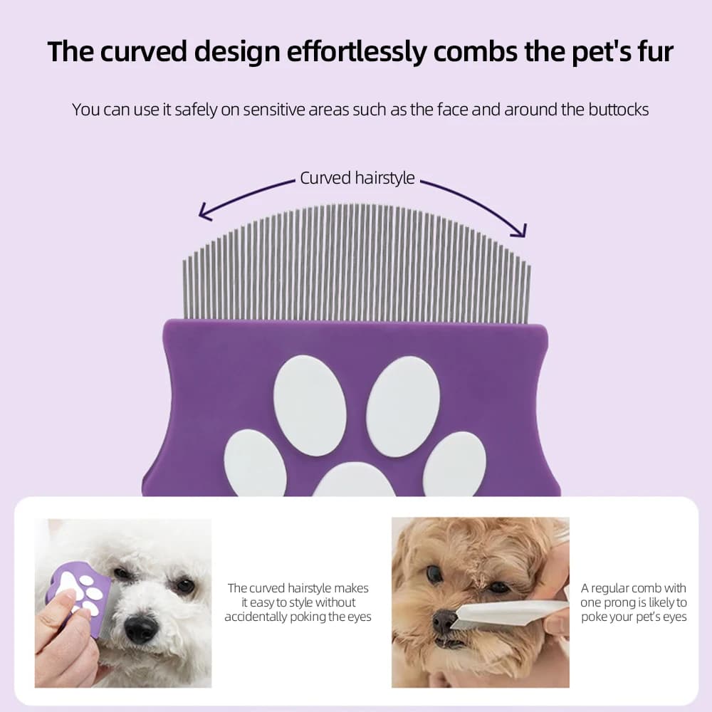Pet Grooming Comb with Curved Design