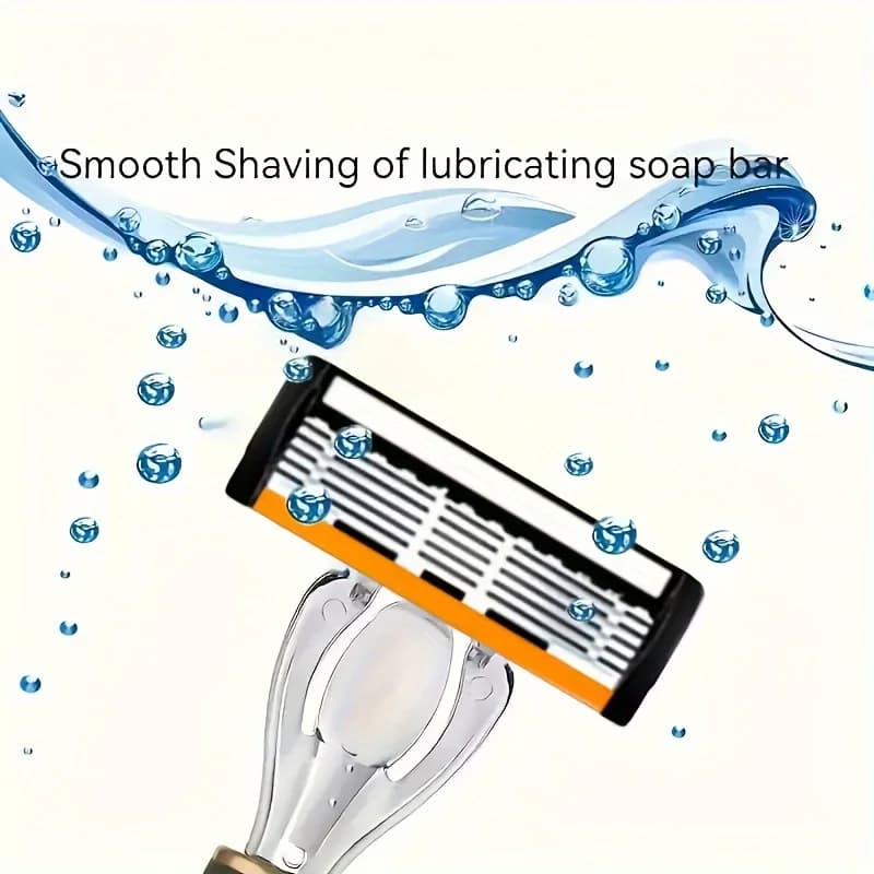 6-Blade Manual Razor with Non-Slip Grip