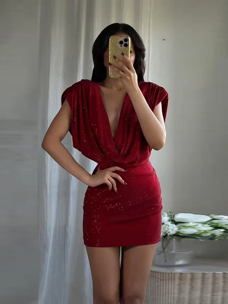Women's Dresses Elegant Party Dresses Rhinestone Draped Sleeveless Mini Dress Sexy Outerwears Bodycon Formal Gown Woman Clothes