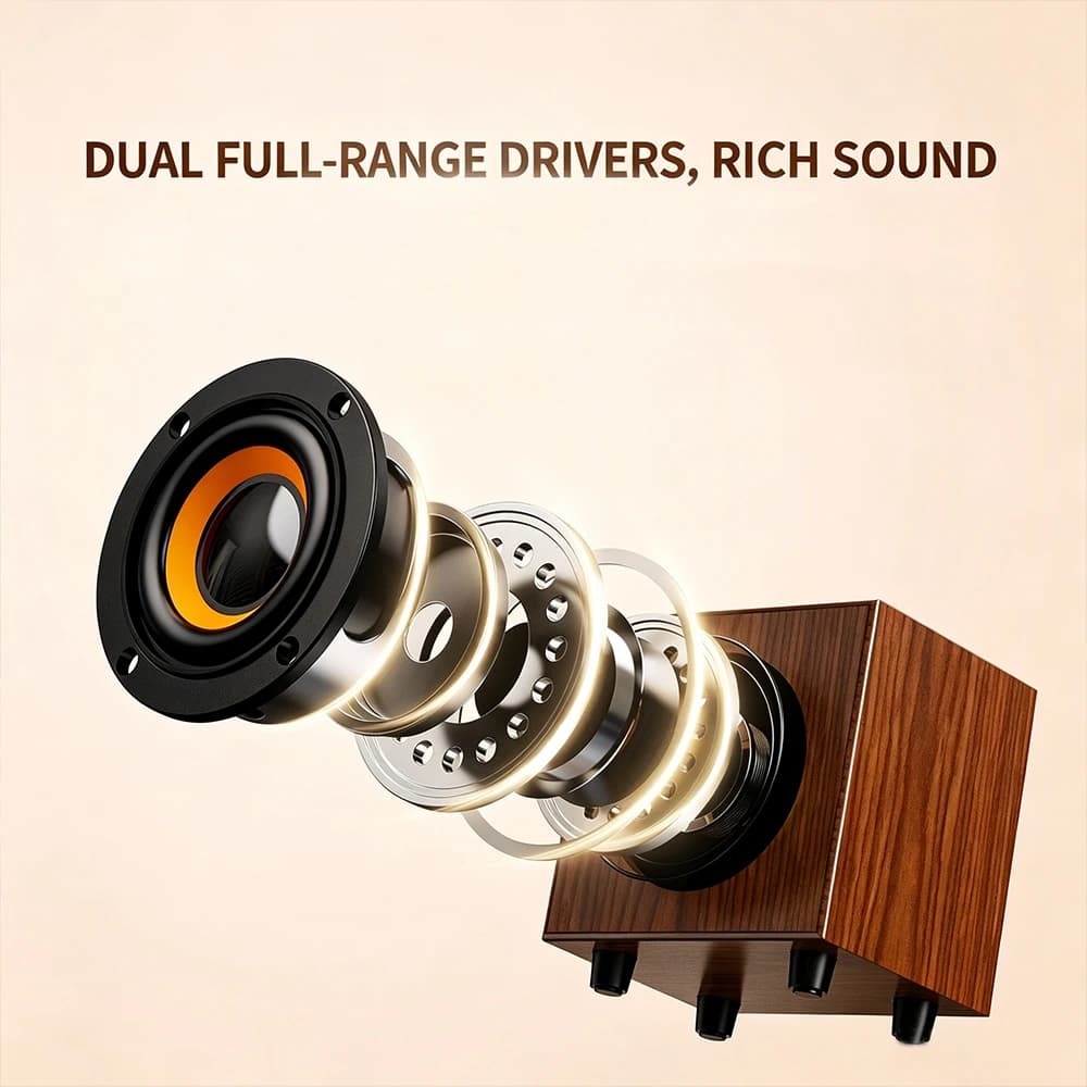 Walnut Wood Desktop Stereo Speaker
