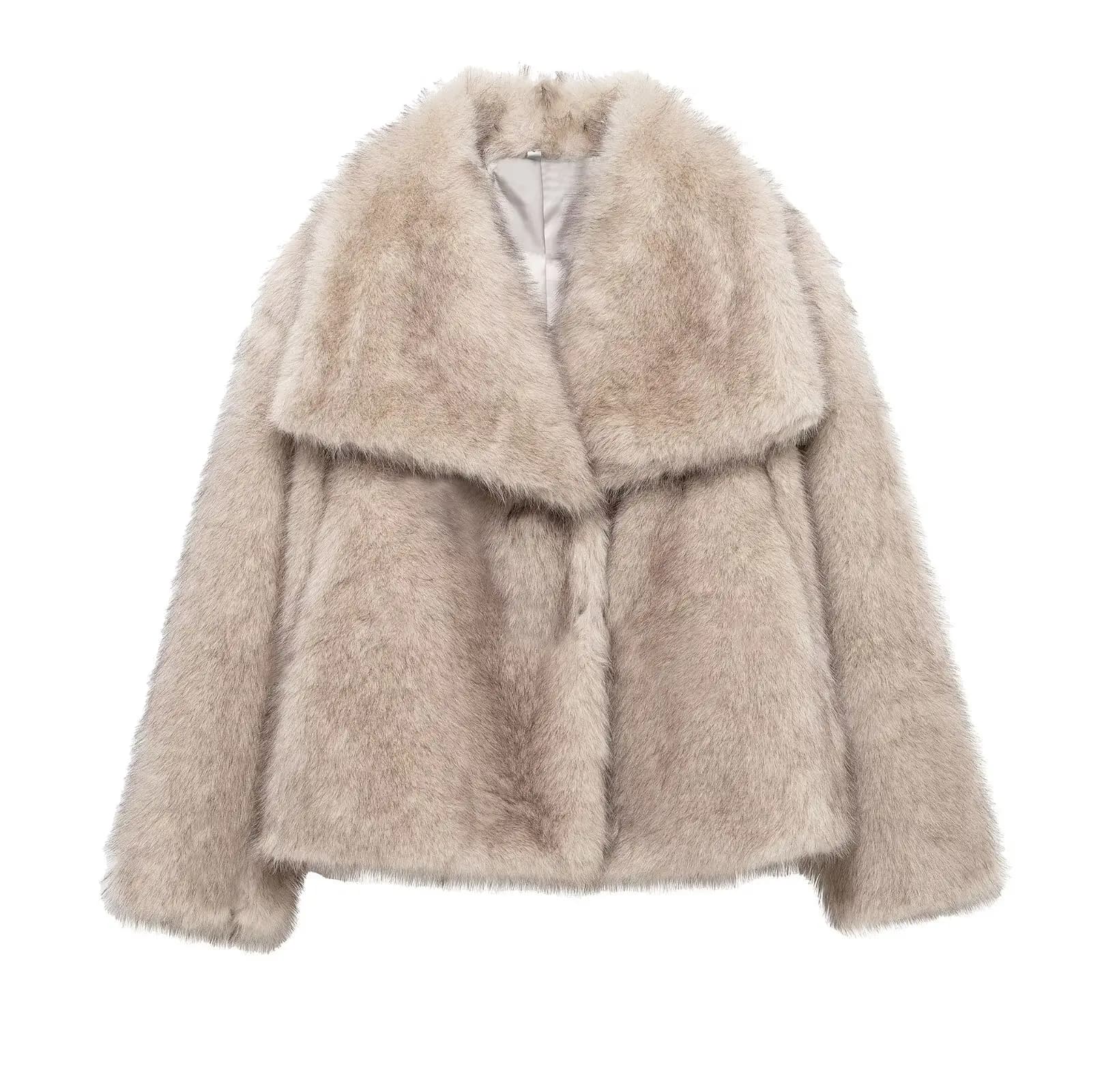Women's Cropped Faux Fur Cardigan Coat