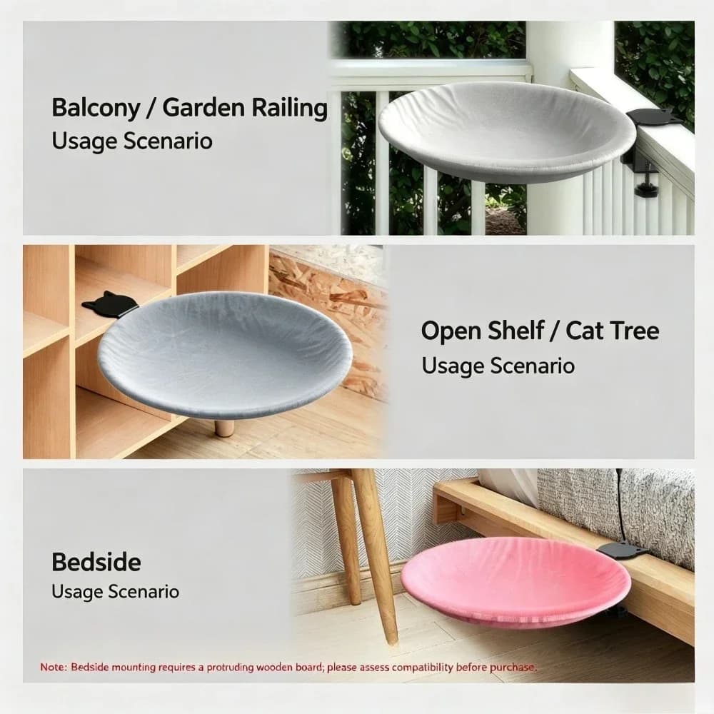 Window Sill Cat Hammock with Clamp Mount