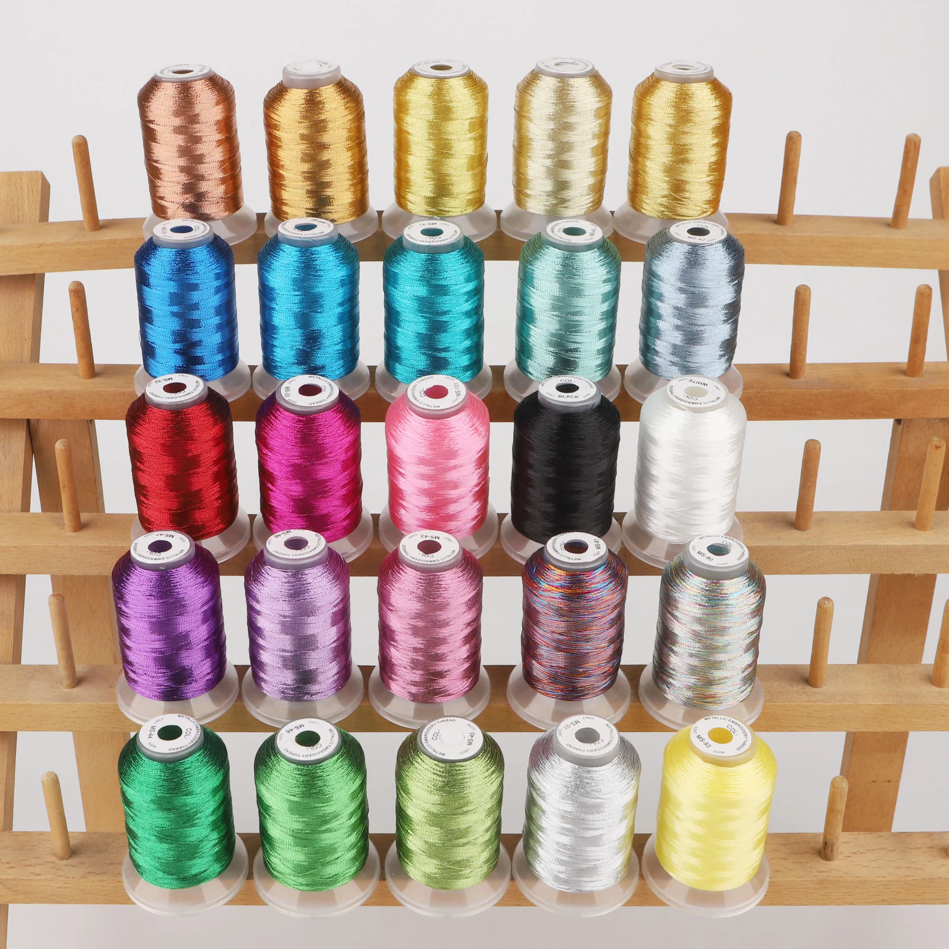 Metallic Embroidery Machine Thread Kit, 25 Colors