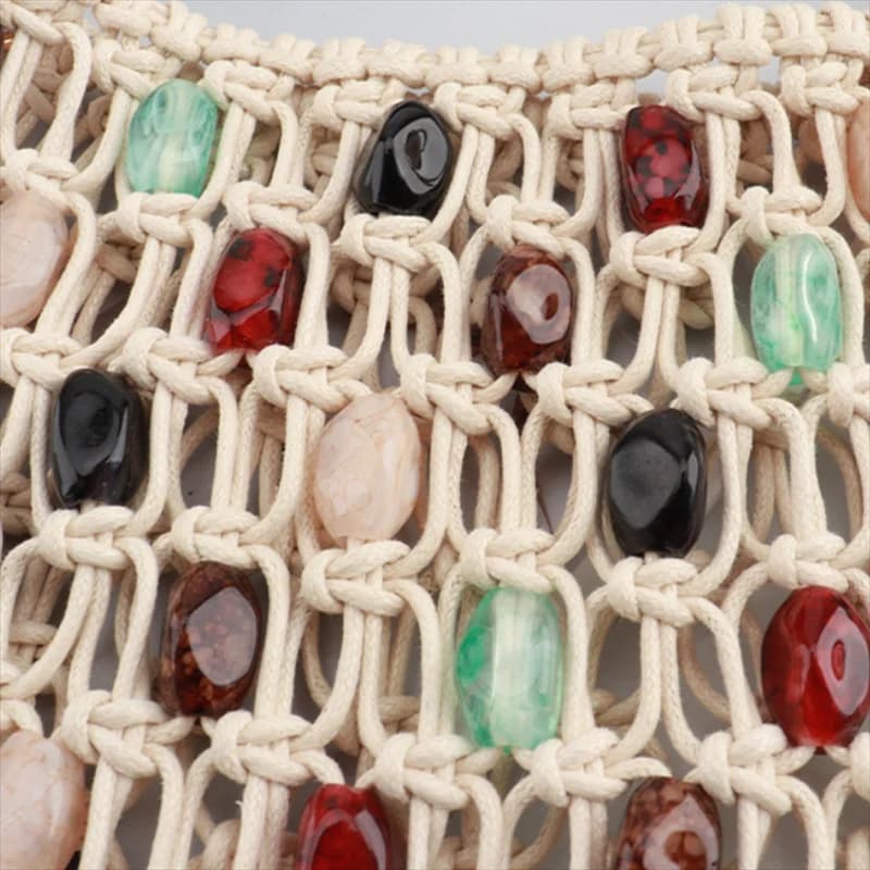 Retro Hand-woven Hollow Beaded Handbag For Women High-end Luxury Elegant Handbag European American Fashion Lady Beach Bags