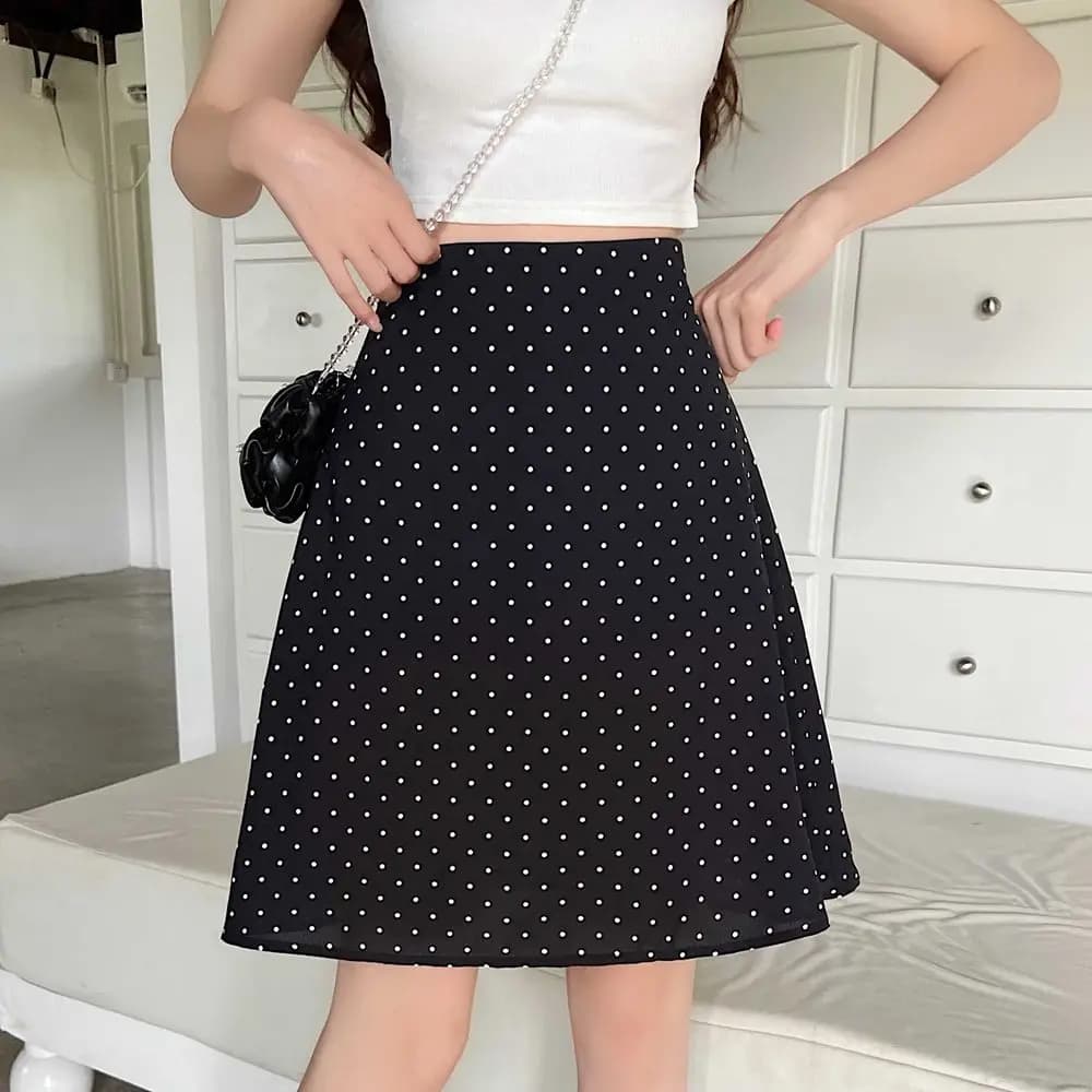 Women's High Waist Red Midi Skirt