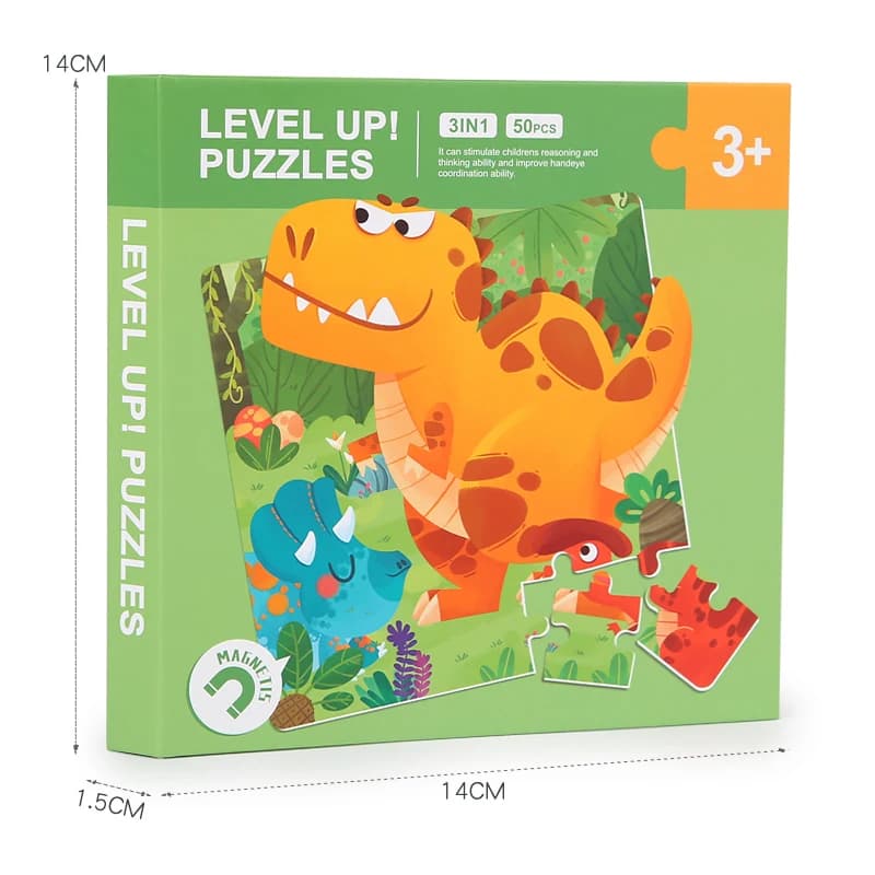 Wooden Jigsaw Puzzle Board with Geometric Shapes