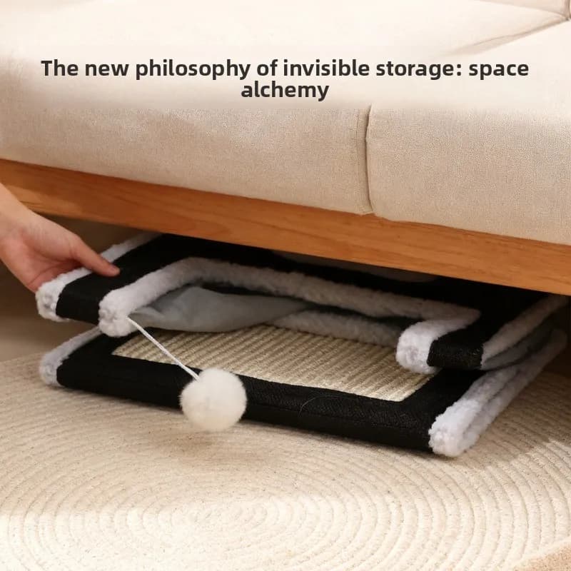 Foldable Plush Cat Cave Bed with Scratching Pad